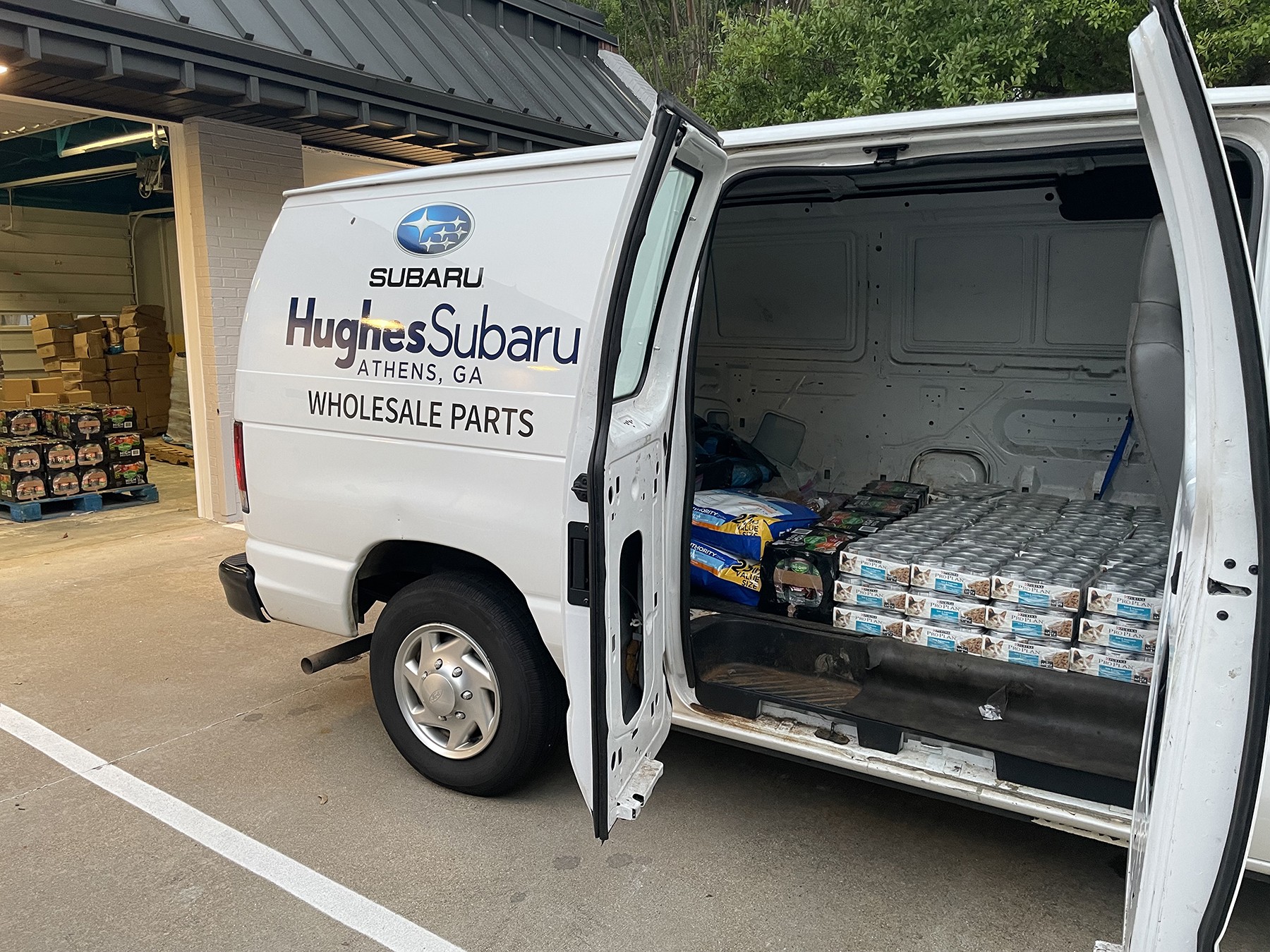 During a time when AAHS's van was not able to assist with large scale food distribution, Hughes Subaru allowed us to use their parts van for a weekend to ensure the pet food was distributed as usual to our community in need.