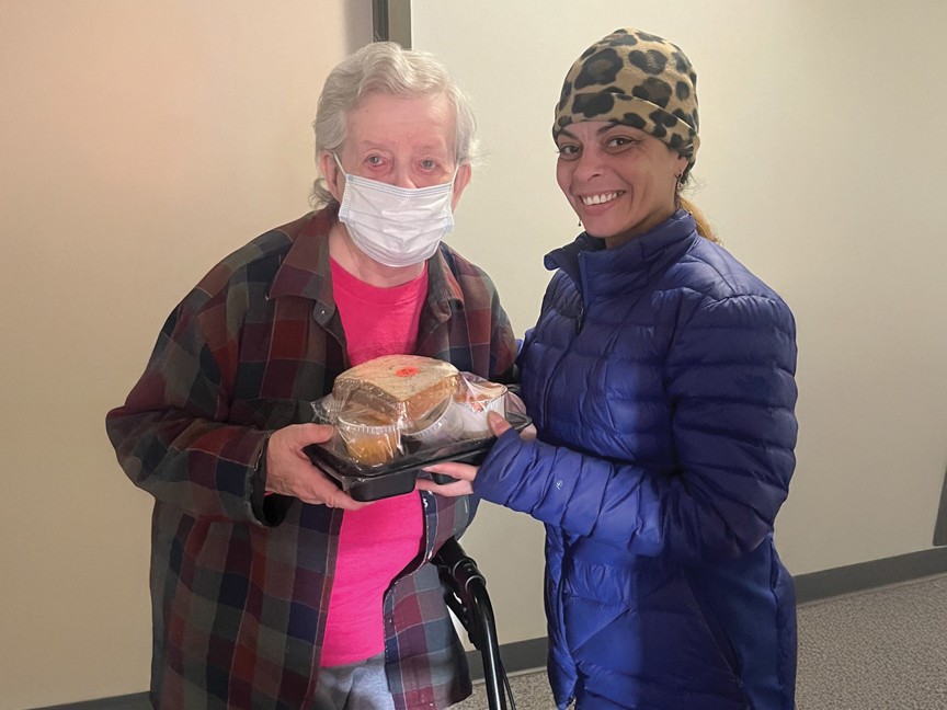 A client who has been with us for 13 years shares a warm moment with their Meals on Wheels driver, who has built a lasting and positive relationship over the years. We also deliver pet food to help support the emotional well-being of seniors. Impact