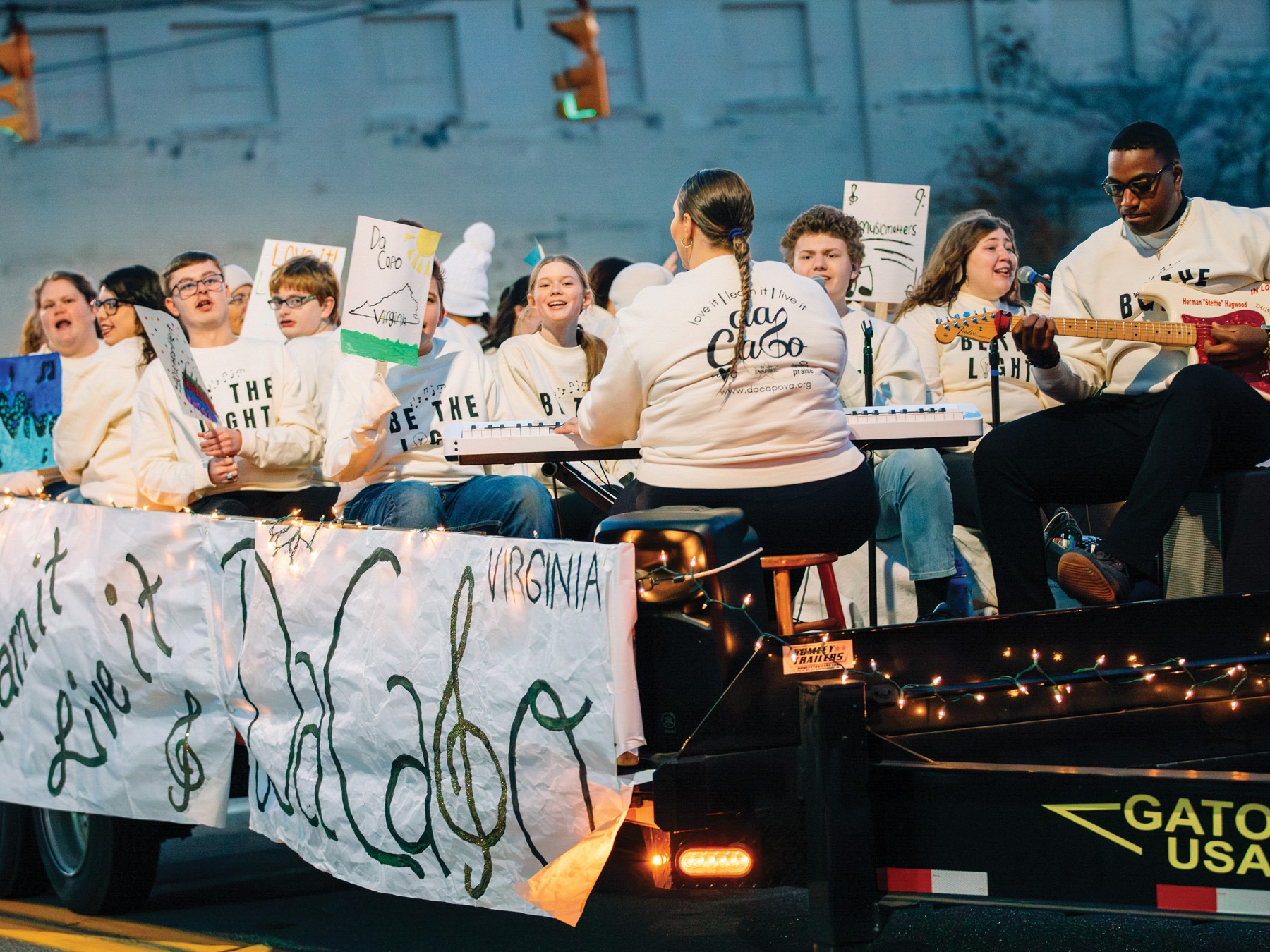 Da Capo Virginia's inclusive parade float showcased students of all abilities performing music together, and embodying our core truths: inclusion, excellence, empowerment, and joy.