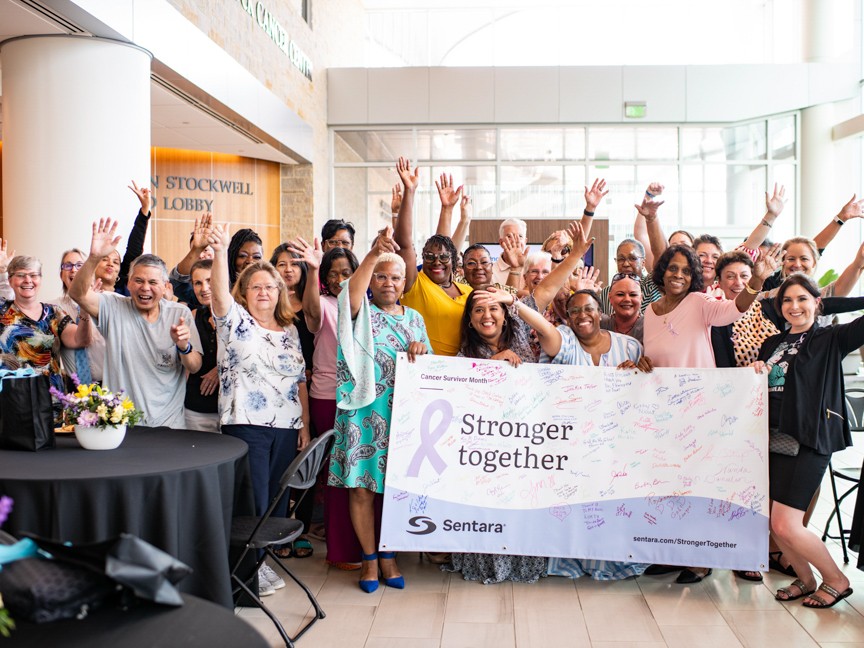 Cancer survivors at the annual Sentara Brock Cancer Center Survivorship Celebration. Cancer survivors and their families come together to celebrate the strength and perseverance of those going through cancer, survivors, and those who were claimed. Impact