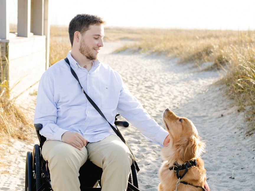 Shortly after graduating from college, Grant had a diving accident that resulted in a C5,C6 Quadriplegia. Utah is beside Grant every day, helping to retrieve items, press handicap buttons, & transition in/out of his chair with his command "brace". Impact