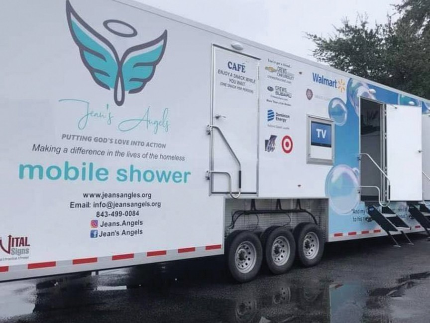 Jean's Angels' Shower Trailer: provides showers, clean laundry, a haircut, and a hot meal. Impact