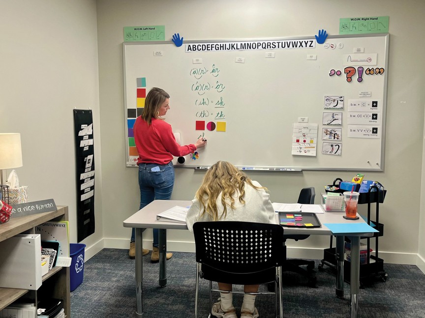 Certified Academic Language Therapist providing reading therapy to a dyslexic student. Impact