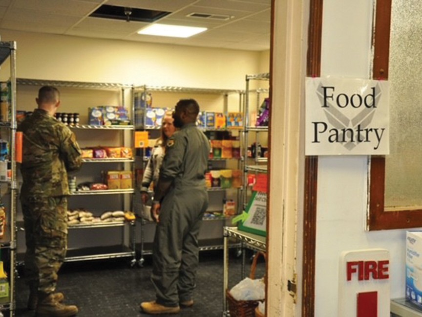 Offutt AFB food pantry, stocked with food items to provide for our military families. Impact