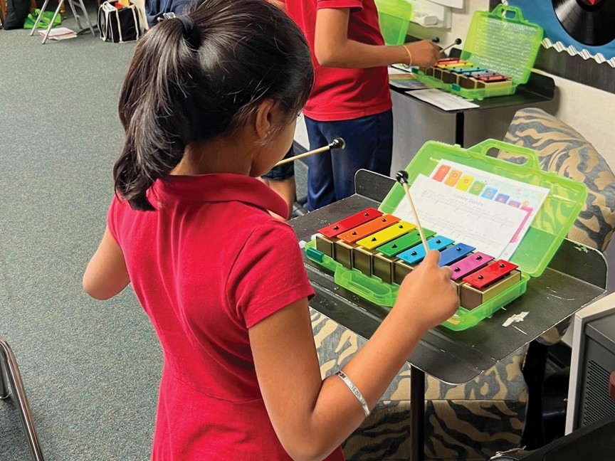 Students playing musical instruments at school. Impact