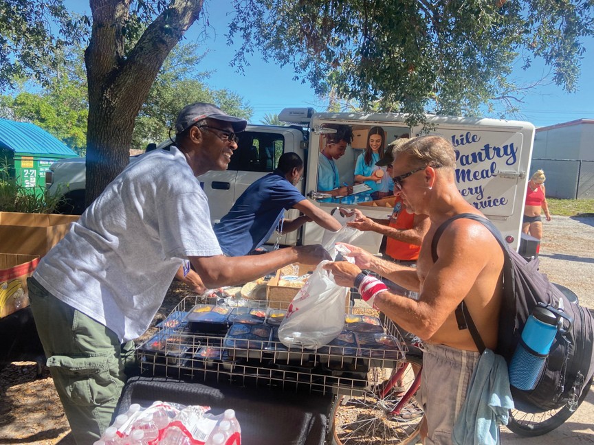 Daily at noon, throughout the year, our Mobile Pantry truck provides 250-300 hot meals to food-insecure and homeless individuals in the 32114-zip code. This region of Daytona Beach is known as a food desert leaving many without nutritious meals. Impact