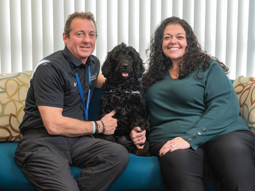 Our pet therapy and child abuse prevention team. Dani (dog) is the hospital's four-legged staff member that is trained to support traumatized children. Impact